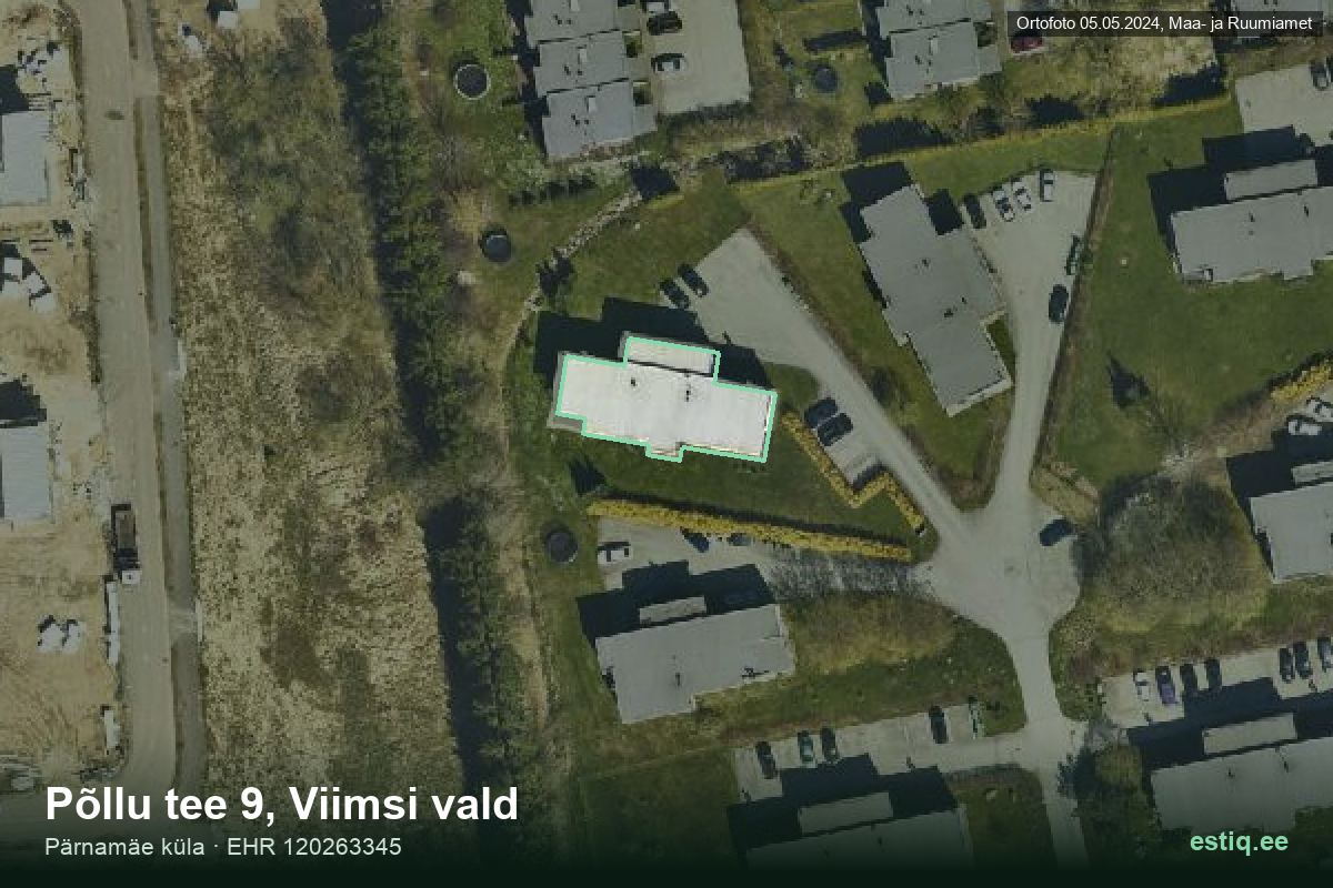 Põllu tee 9, Viimsi – aerial photo of the building, outline from the Building Register (EHR)