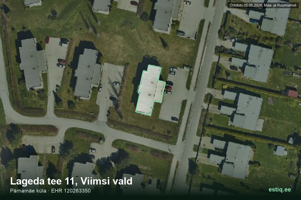 Lageda tee 11, Viimsi – hoone aerofoto, kontuur ehitisregistri (EHR) andmetest