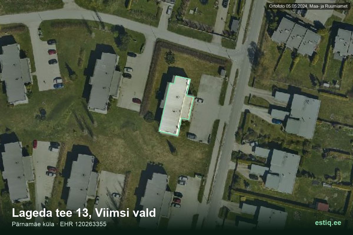 Lageda tee 13, Viimsi – ilmakuva rakennuksesta, ääriviiva rakennusrekisteristä (EHR)