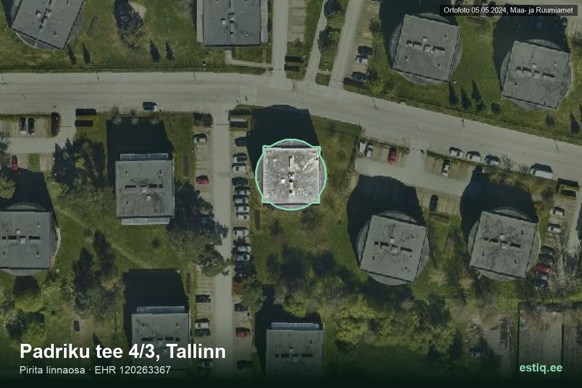 Padriku tee 4/3, Tallinn – hoone aerofoto, kontuur ehitisregistri (EHR) andmetest