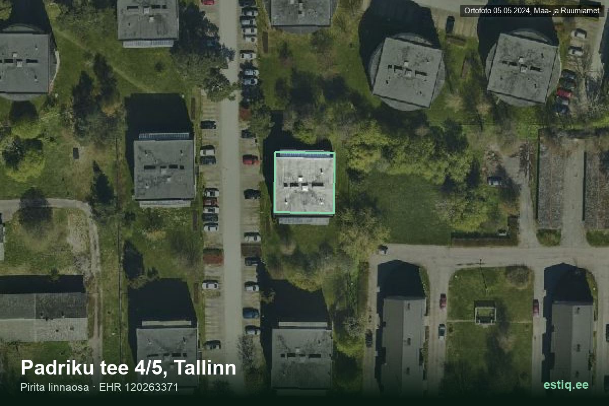 Padriku tee 4/5, Tallinn – hoone aerofoto, kontuur ehitisregistri (EHR) andmetest
