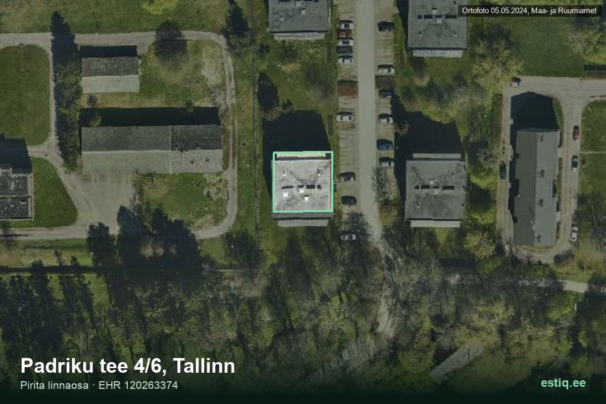 Padriku tee 4/6, Tallinn – hoone aerofoto, kontuur ehitisregistri (EHR) andmetest
