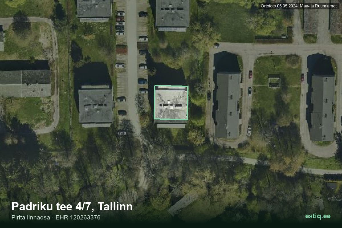 Padriku tee 4/7, Tallinn – hoone aerofoto, kontuur ehitisregistri (EHR) andmetest
