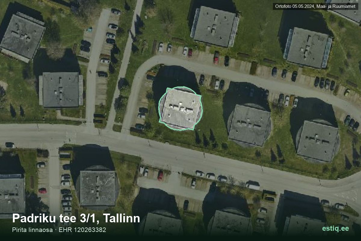 Padriku tee 3/1, Tallinn – hoone aerofoto, kontuur ehitisregistri (EHR) andmetest