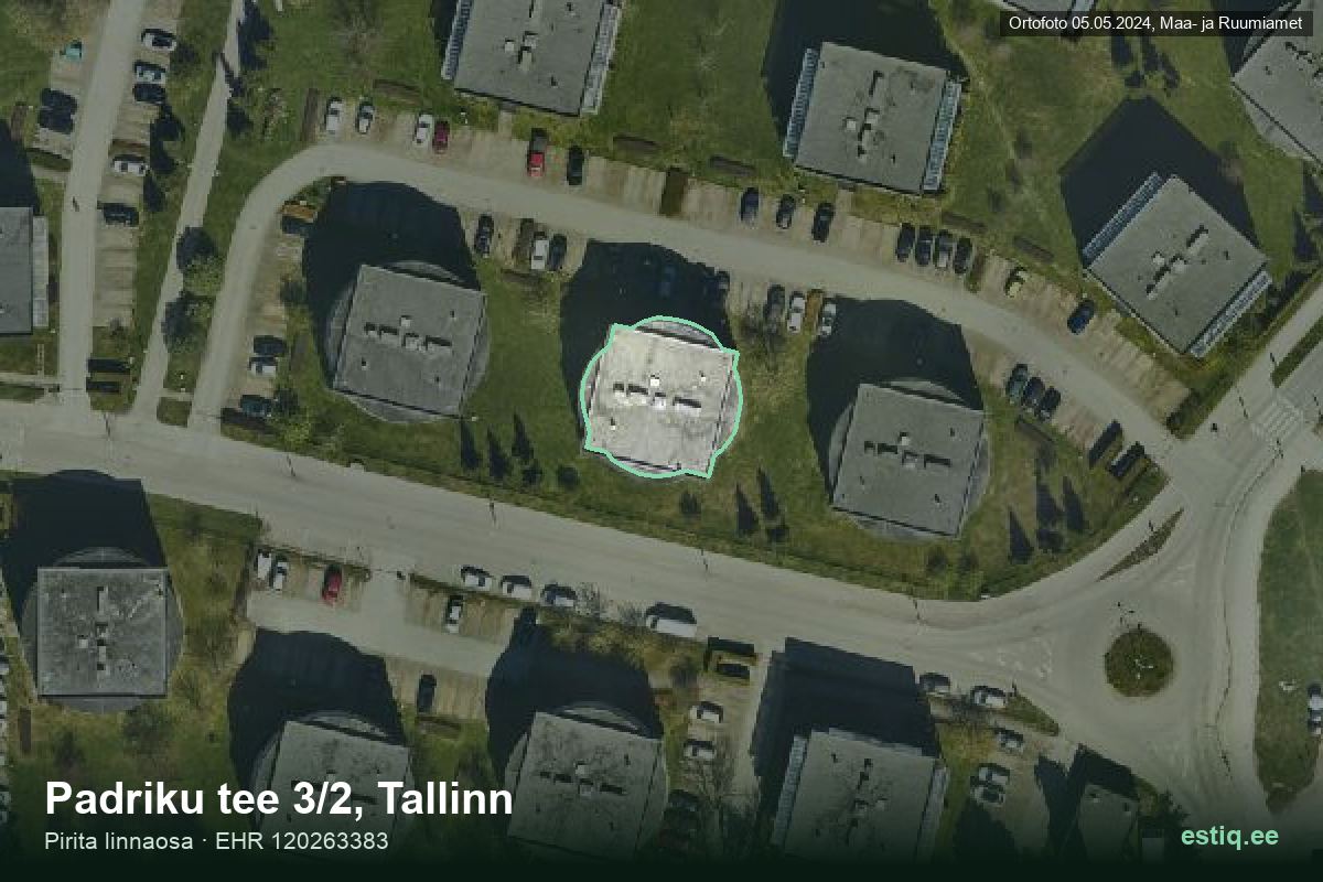 Padriku tee 3/2, Tallinn – hoone aerofoto, kontuur ehitisregistri (EHR) andmetest