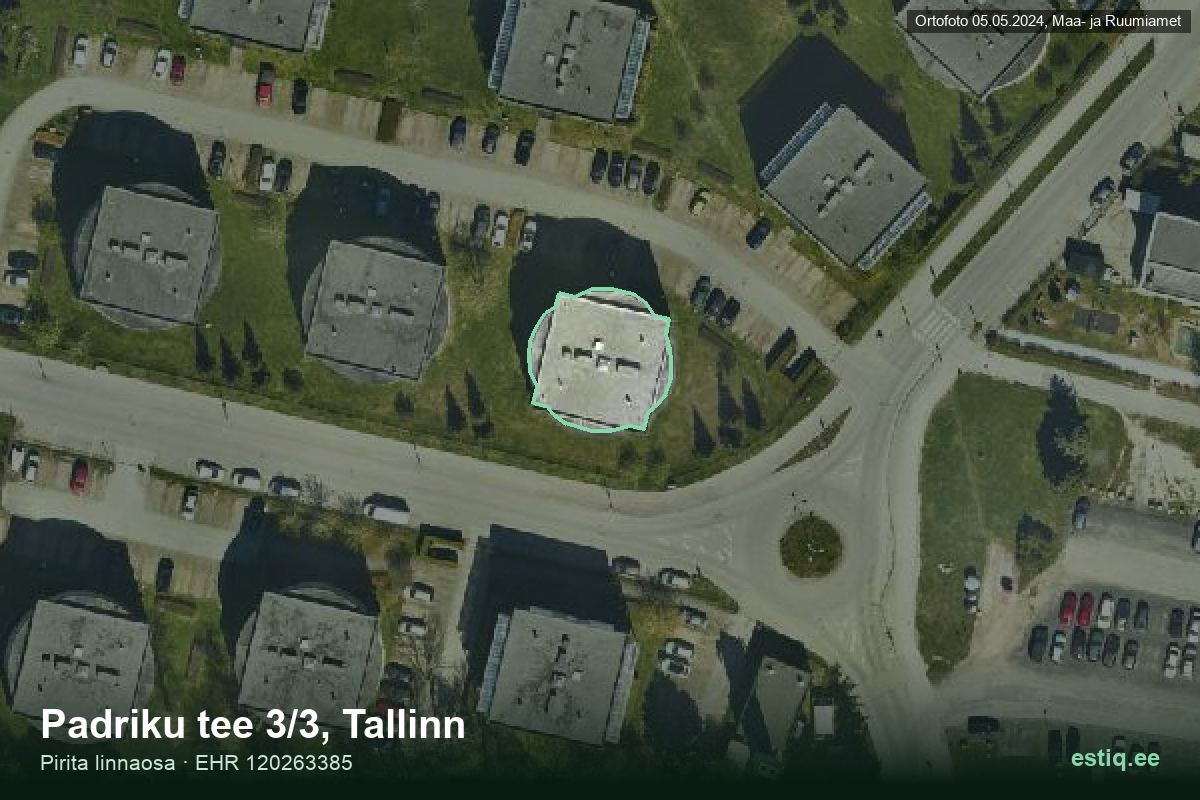 Padriku tee 3/3, Tallinn – hoone aerofoto, kontuur ehitisregistri (EHR) andmetest