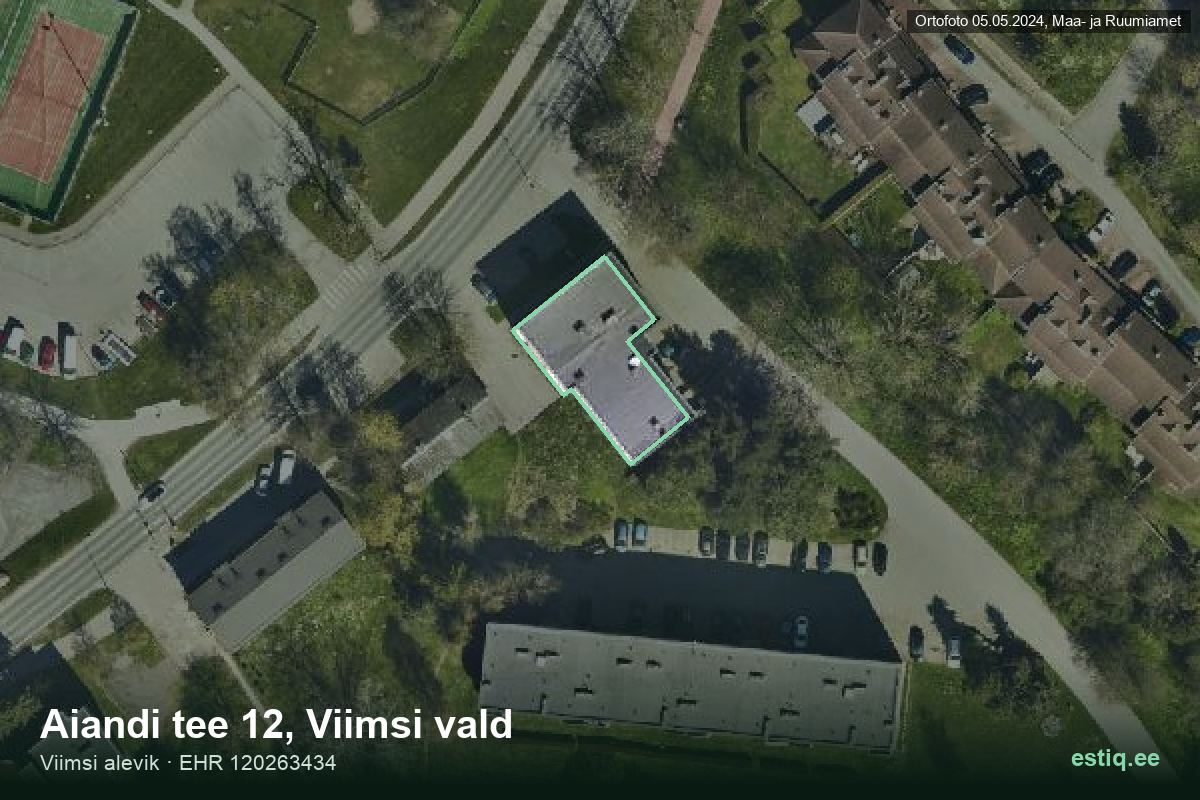 Aiandi tee 12, Viimsi – ilmakuva rakennuksesta, ääriviiva rakennusrekisteristä (EHR)