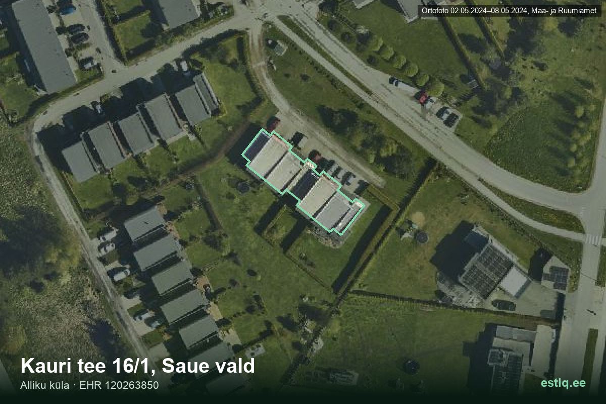 Kauri tee 16/1, Saue – hoone aerofoto, kontuur ehitisregistri (EHR) andmetest