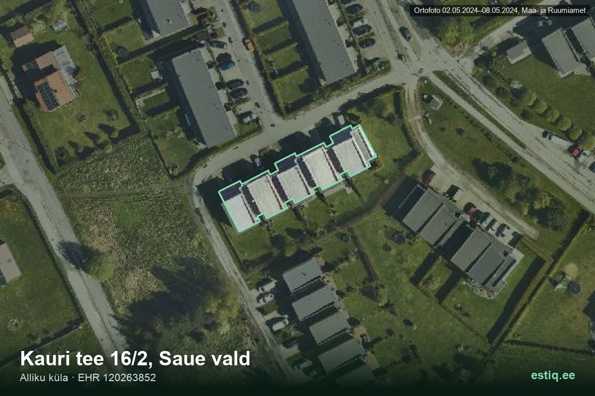 Kauri tee 16/2, Saue – hoone aerofoto, kontuur ehitisregistri (EHR) andmetest