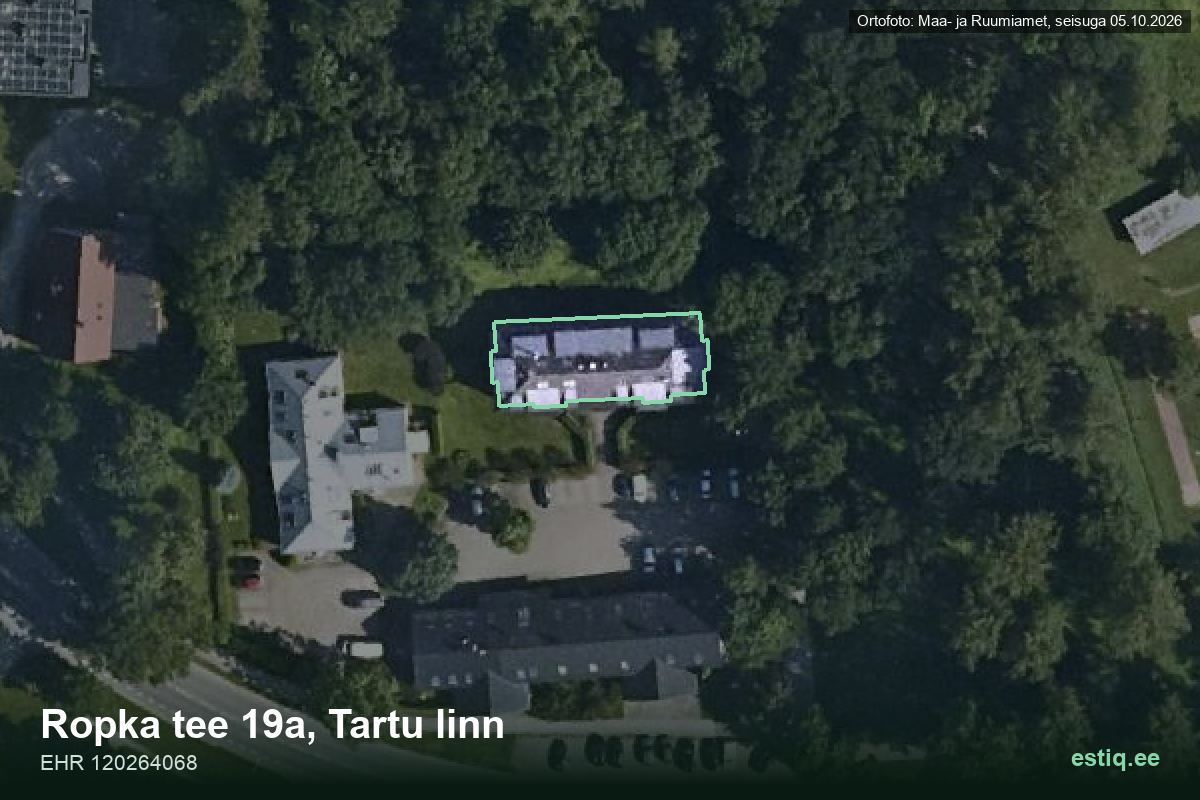 Ropka tee 19a, Tartu – hoone aerofoto, kontuur ehitisregistri (EHR) andmetest