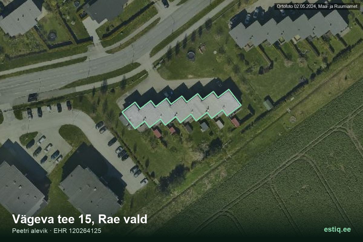 Vägeva tee 15, Rae – hoone aerofoto, kontuur ehitisregistri (EHR) andmetest