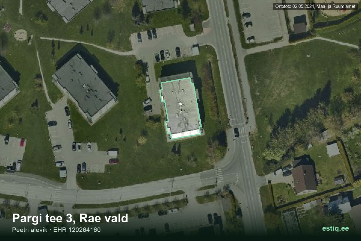 Pargi tee 3, Rae – aerial photo of the building, outline from the Building Register (EHR)