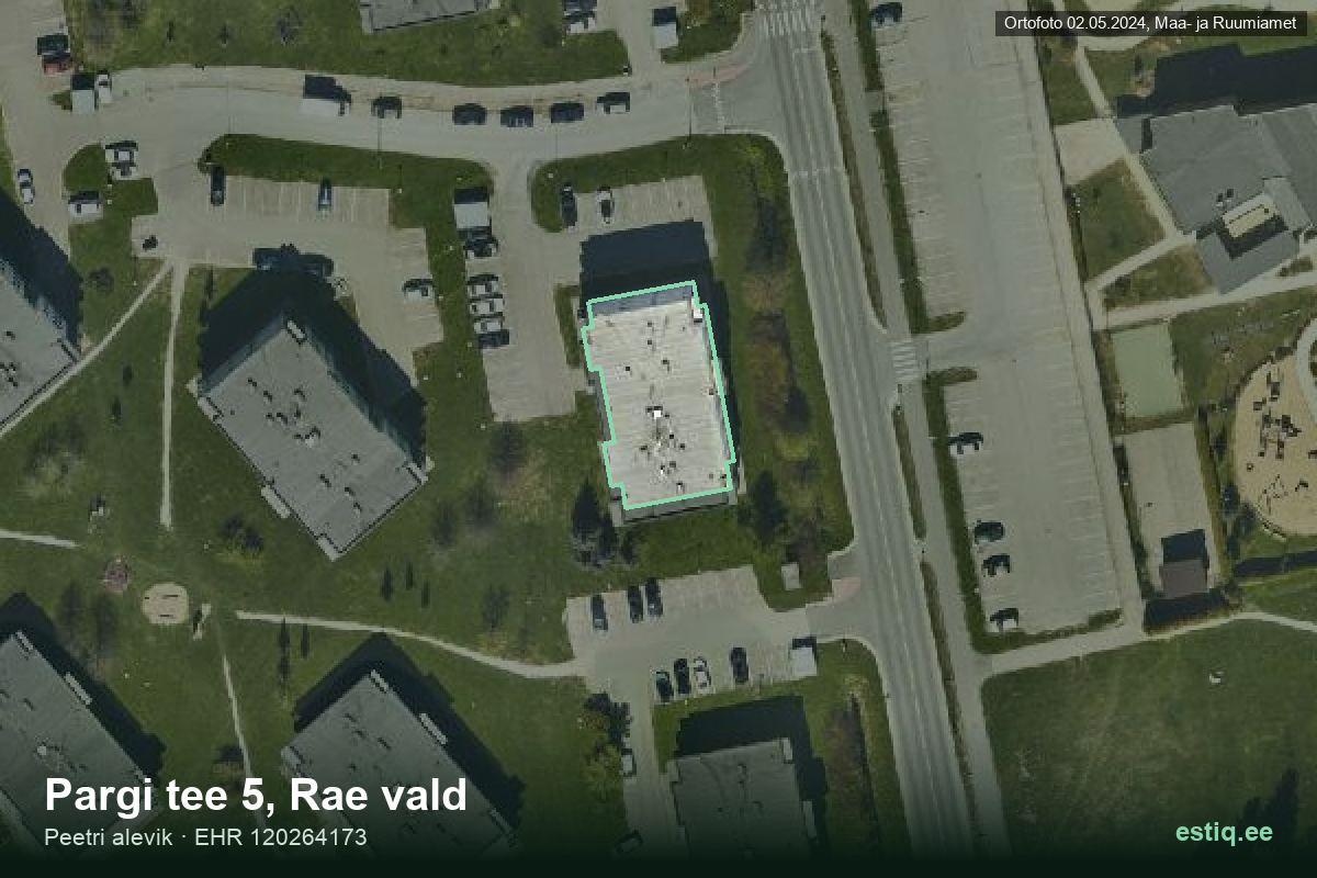 Pargi tee 5, Rae – aerial photo of the building, outline from the Building Register (EHR)