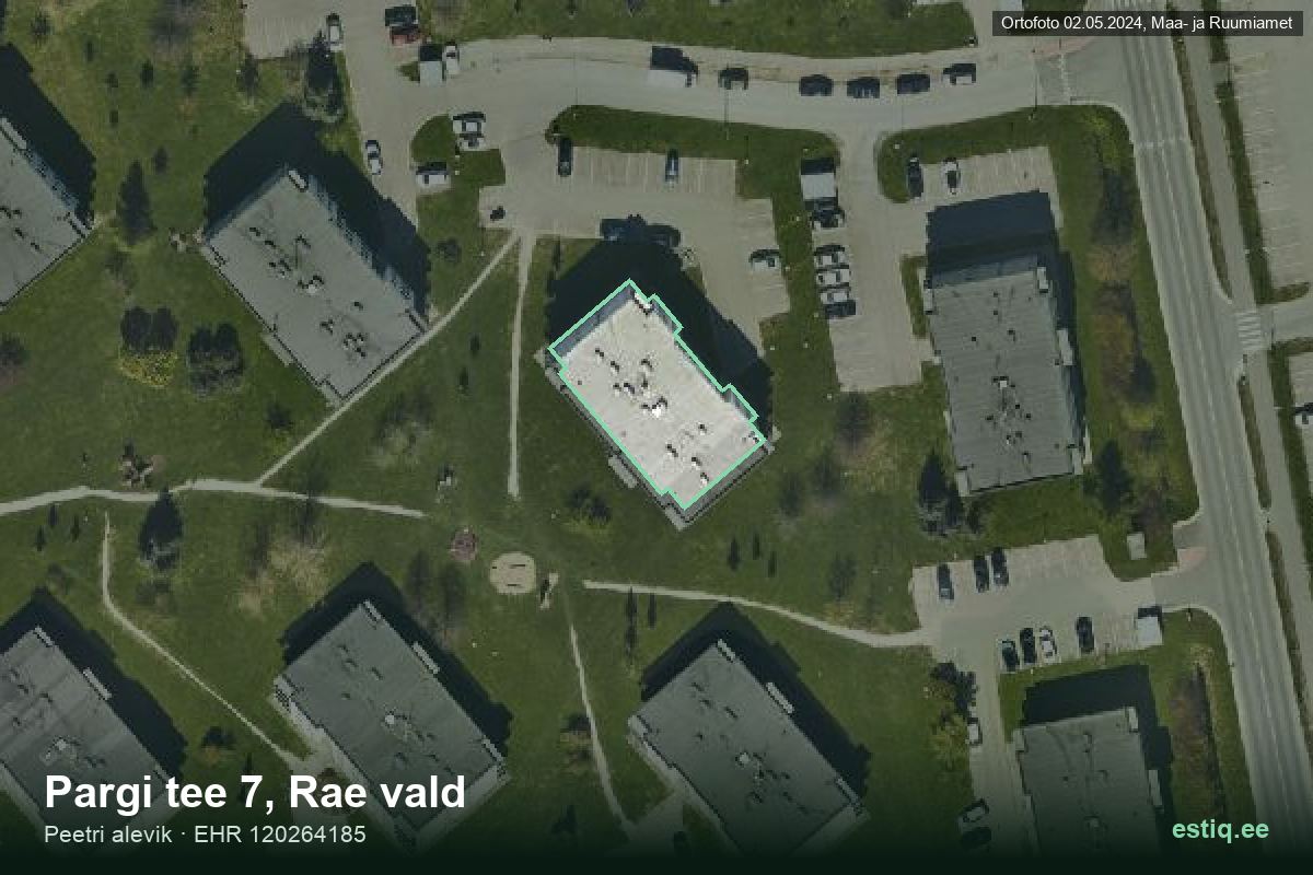 Pargi tee 7, Rae – hoone aerofoto, kontuur ehitisregistri (EHR) andmetest