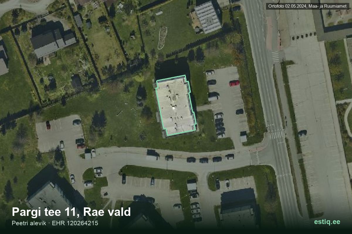 Pargi tee 11, Rae – hoone aerofoto, kontuur ehitisregistri (EHR) andmetest