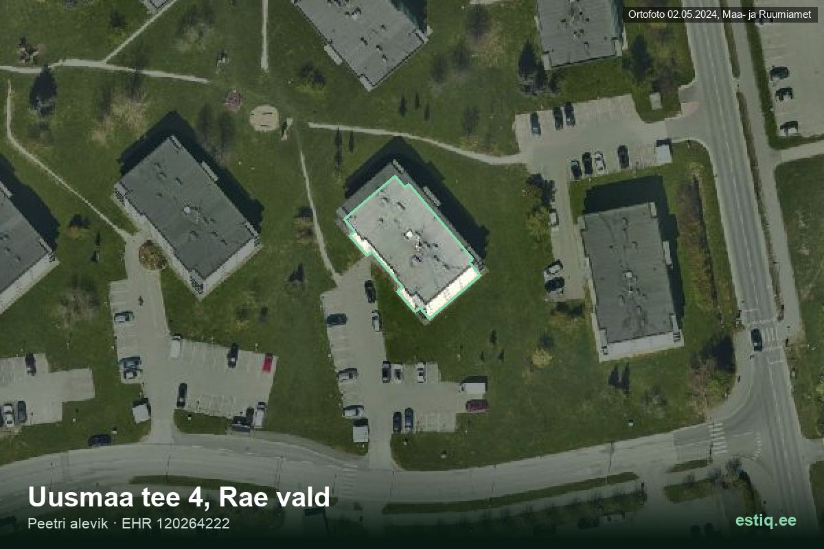 Uusmaa tee 4, Rae – hoone aerofoto, kontuur ehitisregistri (EHR) andmetest