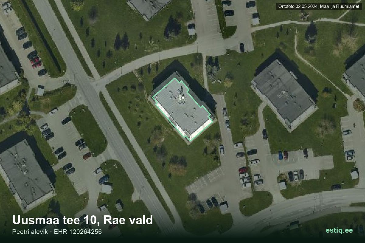 Uusmaa tee 10, Rae – aerial photo of the building, outline from the Building Register (EHR)