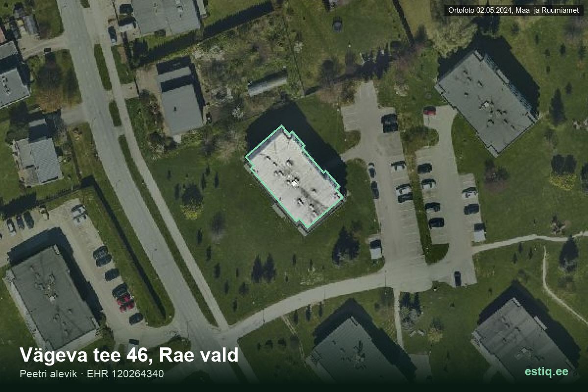 Vägeva tee 46, Rae – аэрофото дома, контур по данным регистра строений (EHR)