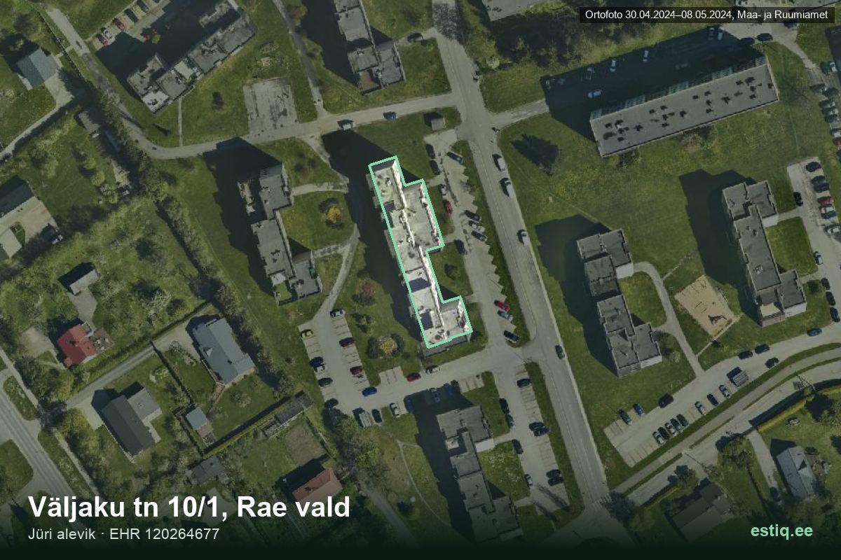 Väljaku tänav 10/1, Rae – aerial photo of the building, outline from the Building Register (EHR)