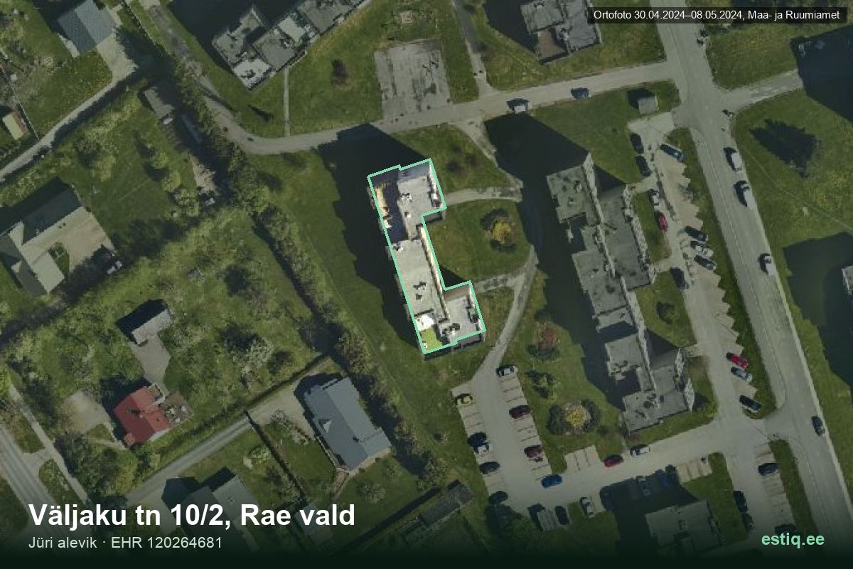 Väljaku tänav 10/2, Rae – aerial photo of the building, outline from the Building Register (EHR)