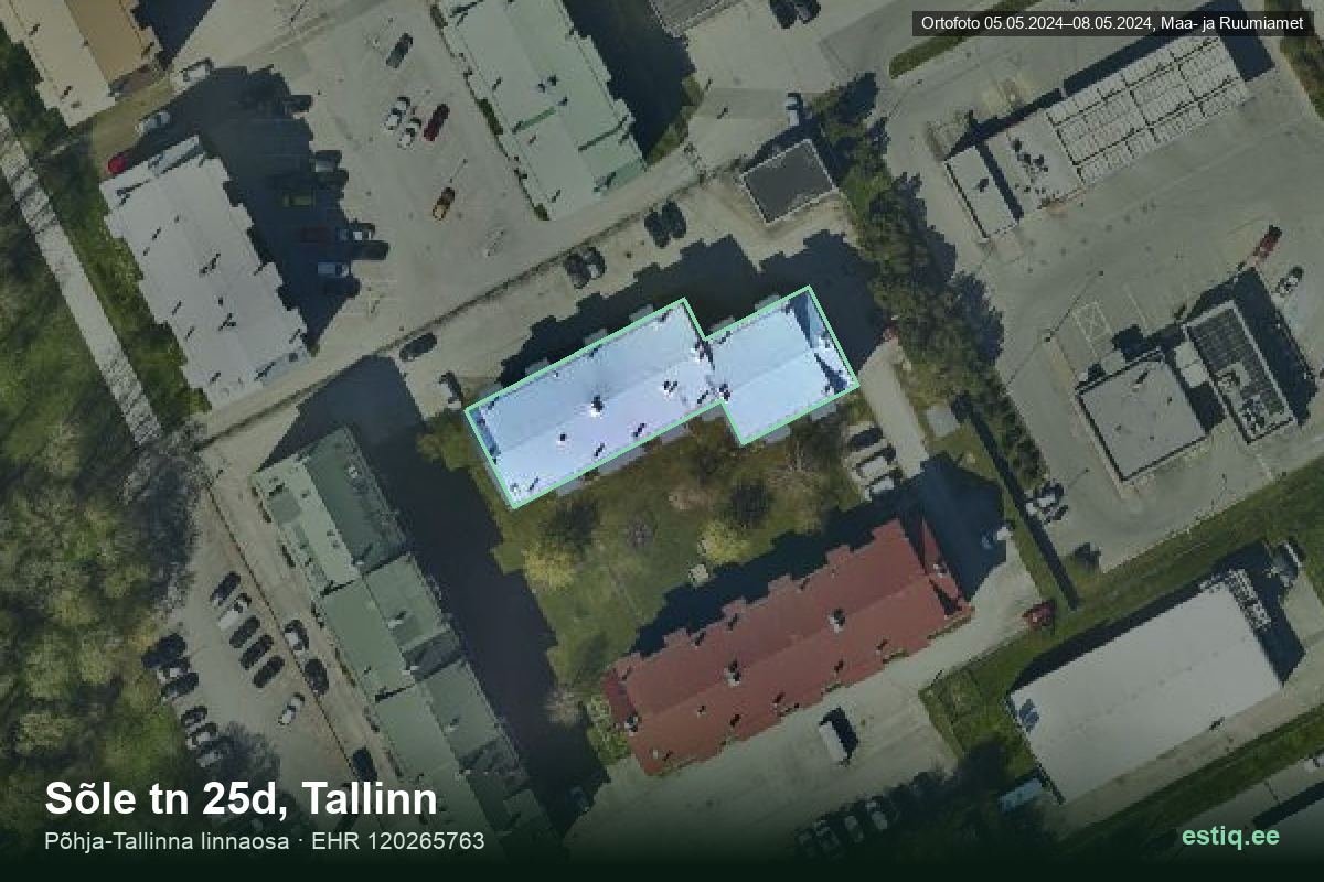 Sõle tänav 25d, Tallinn – hoone aerofoto, kontuur ehitisregistri (EHR) andmetest