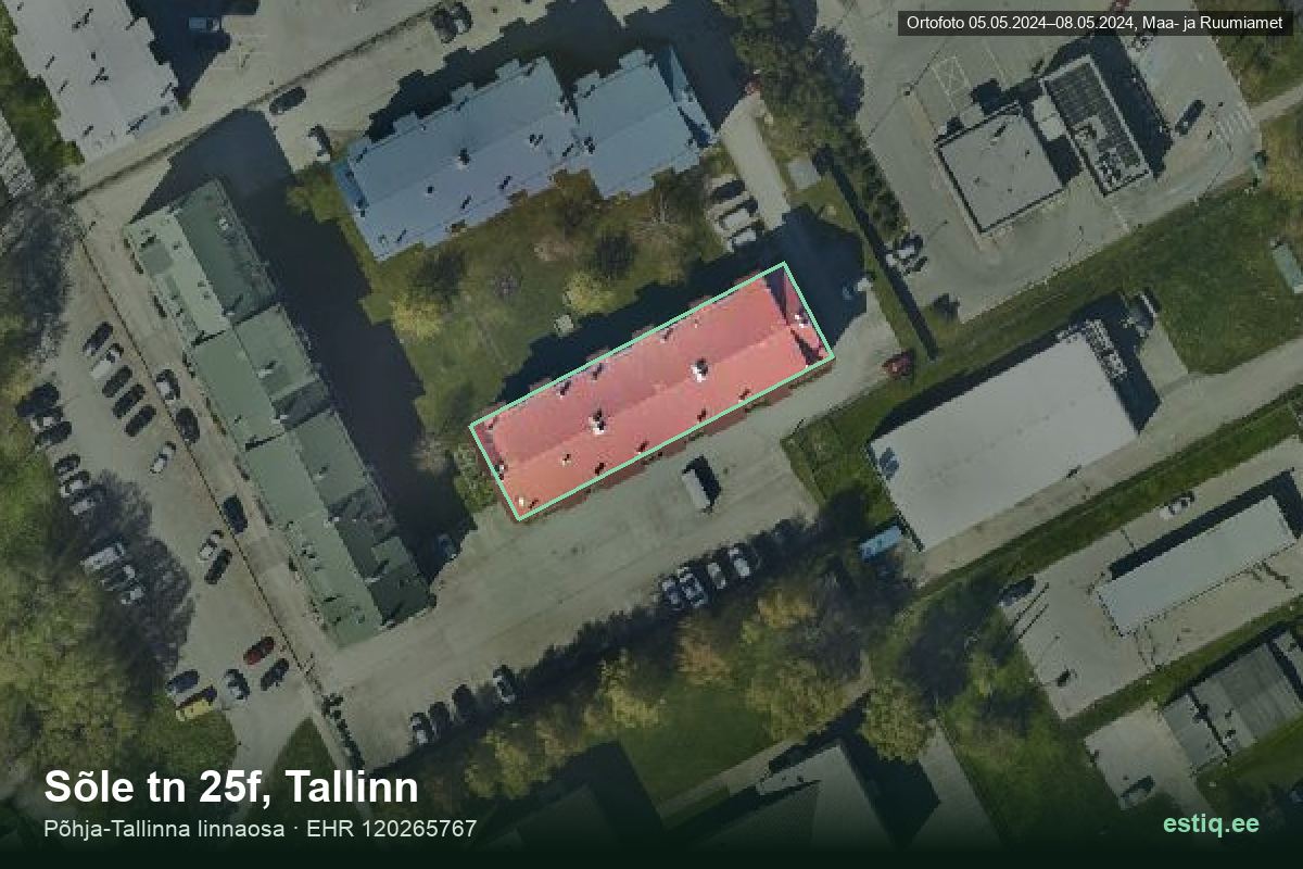 Sõle tänav 25f, Tallinn – hoone aerofoto, kontuur ehitisregistri (EHR) andmetest