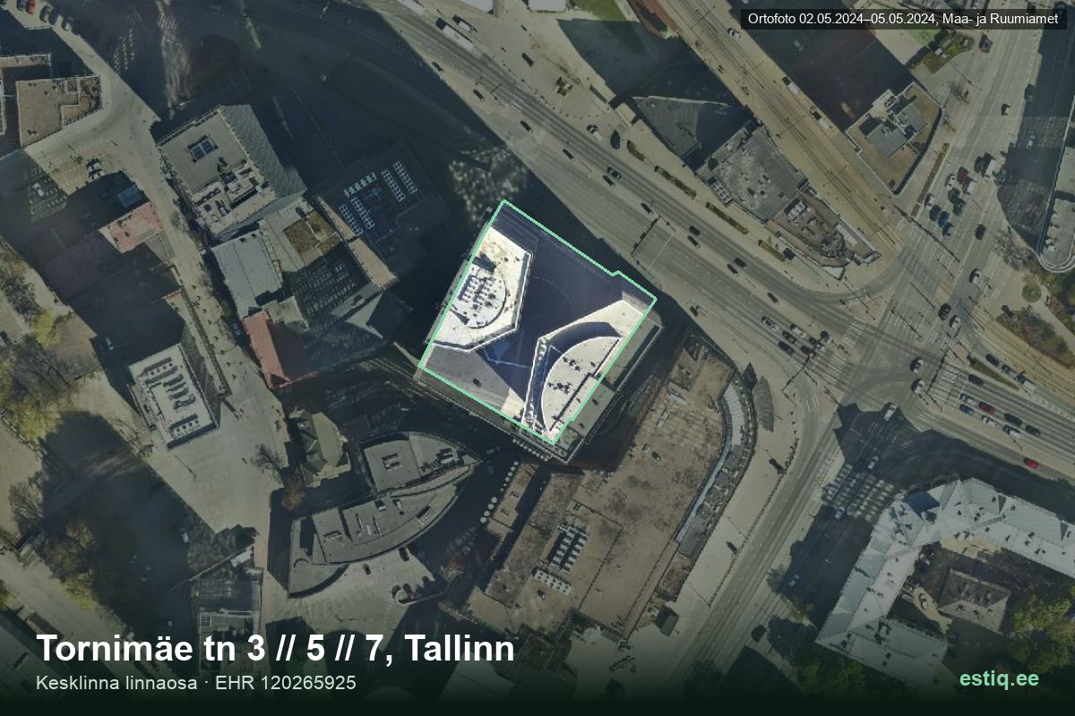 Tallinn, Tornimäe tn 3, Tallinn – hoone aerofoto, kontuur ehitisregistri (EHR) andmetest