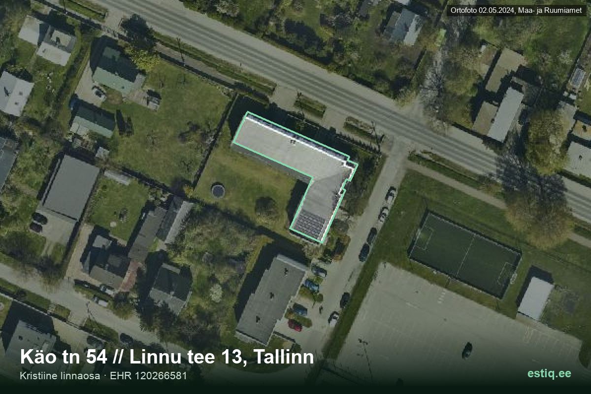 Käo tänav 54, Tallinn – aerial photo of the building, outline from the Building Register (EHR)