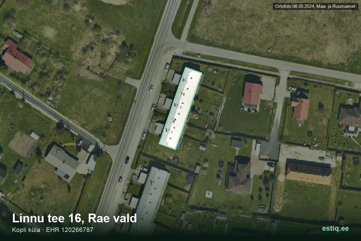 Linnu tee 16, Rae – hoone aerofoto, kontuur ehitisregistri (EHR) andmetest