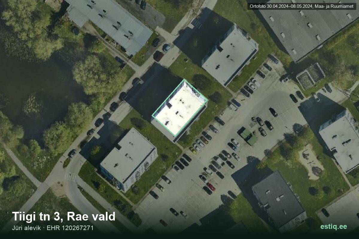 Tiigi tänav 3, Rae – hoone aerofoto, kontuur ehitisregistri (EHR) andmetest
