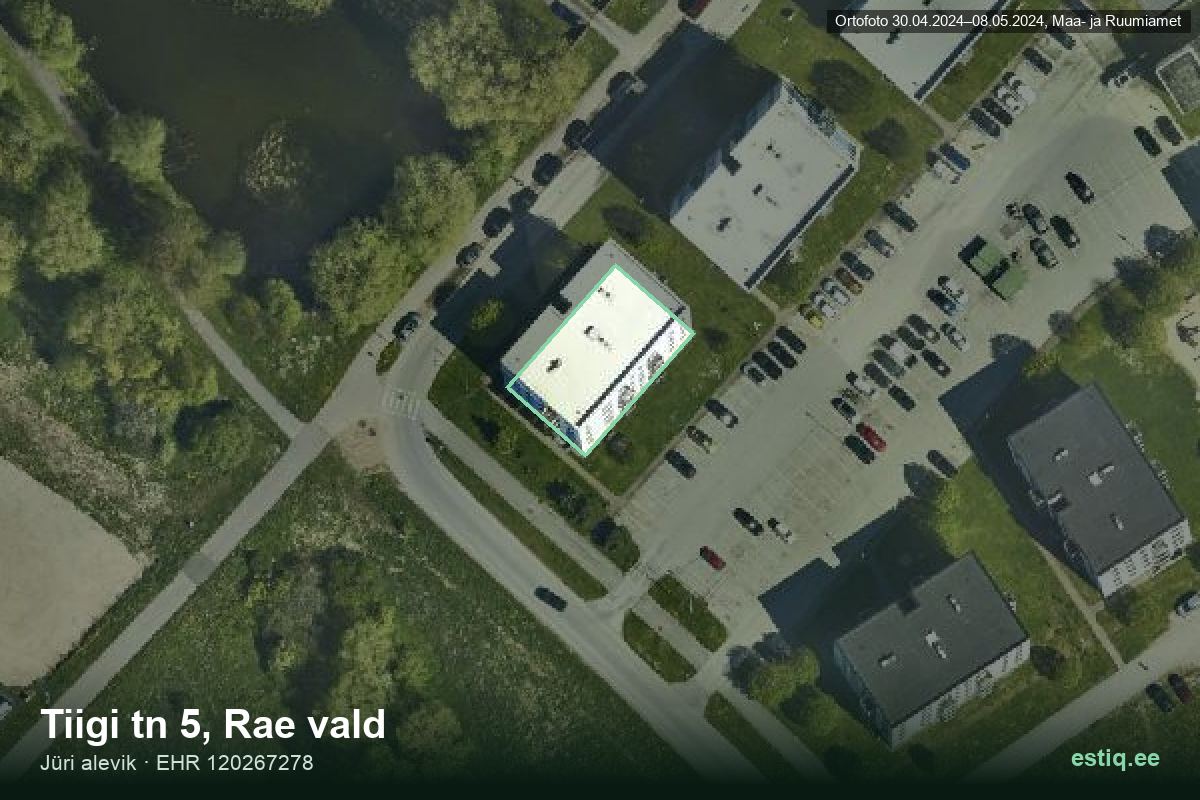 Tiigi tänav 5, Rae – hoone aerofoto, kontuur ehitisregistri (EHR) andmetest