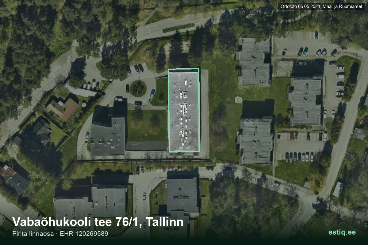 Vabaõhukooli tee 76/1, Tallinn – hoone aerofoto, kontuur ehitisregistri (EHR) andmetest