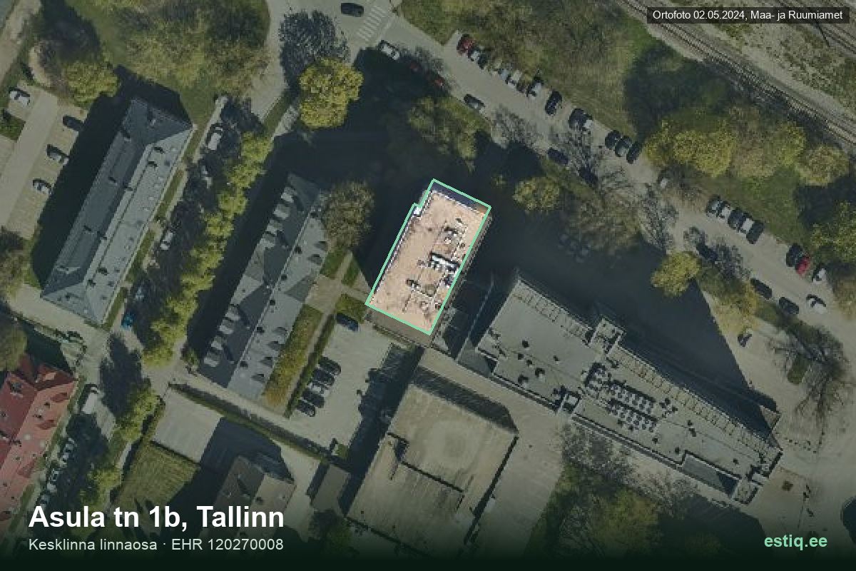 Asula tänav 1b, Tallinn – ilmakuva rakennuksesta, ääriviiva rakennusrekisteristä (EHR)