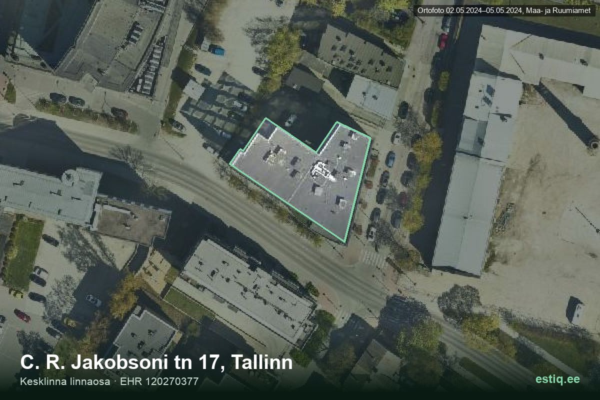 C. R. Jakobsoni tänav 17, Tallinn – hoone aerofoto, kontuur ehitisregistri (EHR) andmetest