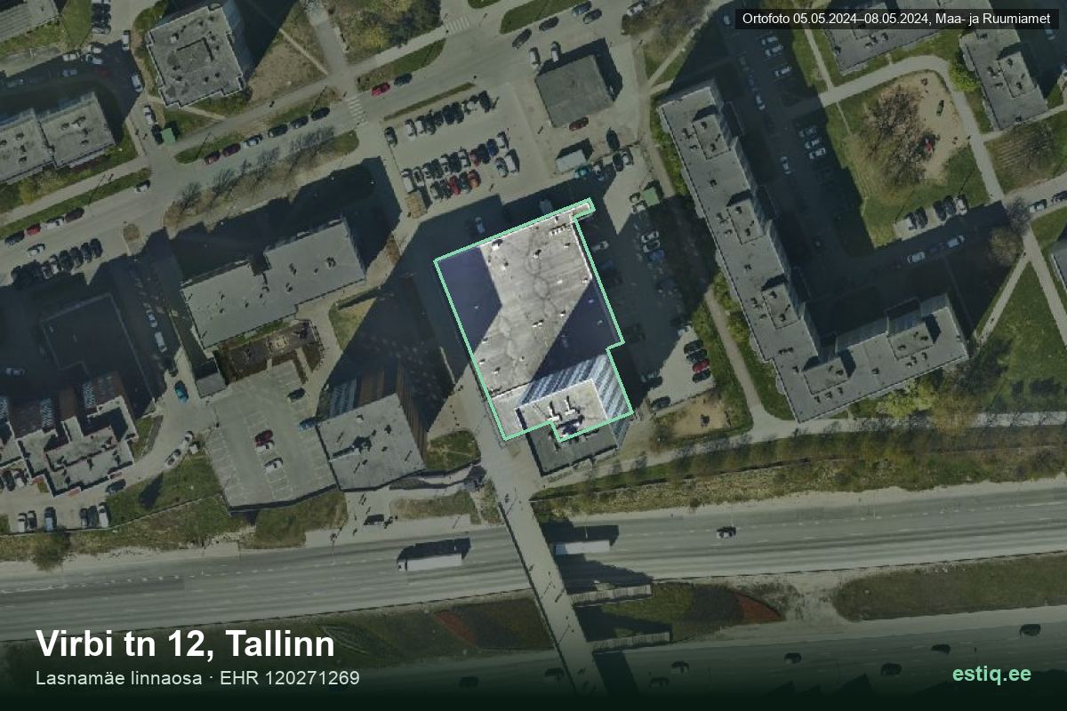Virbi tänav 12, Tallinn – hoone aerofoto, kontuur ehitisregistri (EHR) andmetest