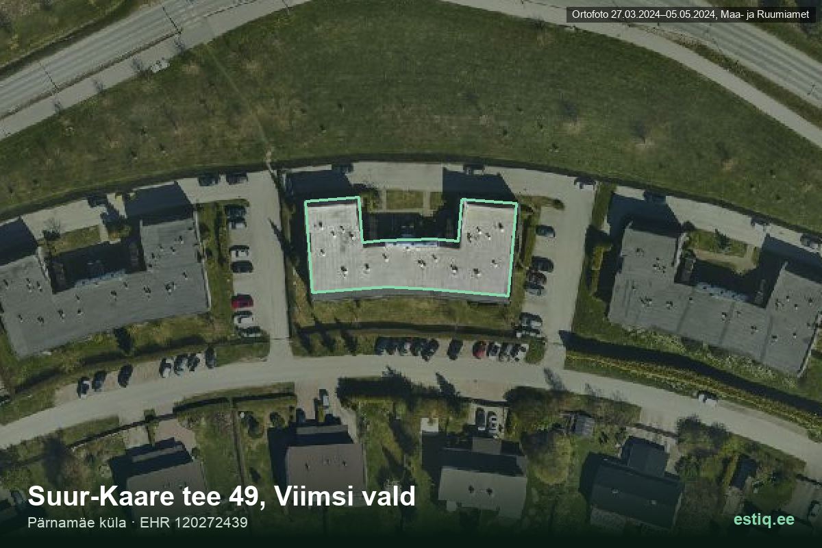 Suur-Kaare tee 49, Viimsi – hoone aerofoto, kontuur ehitisregistri (EHR) andmetest