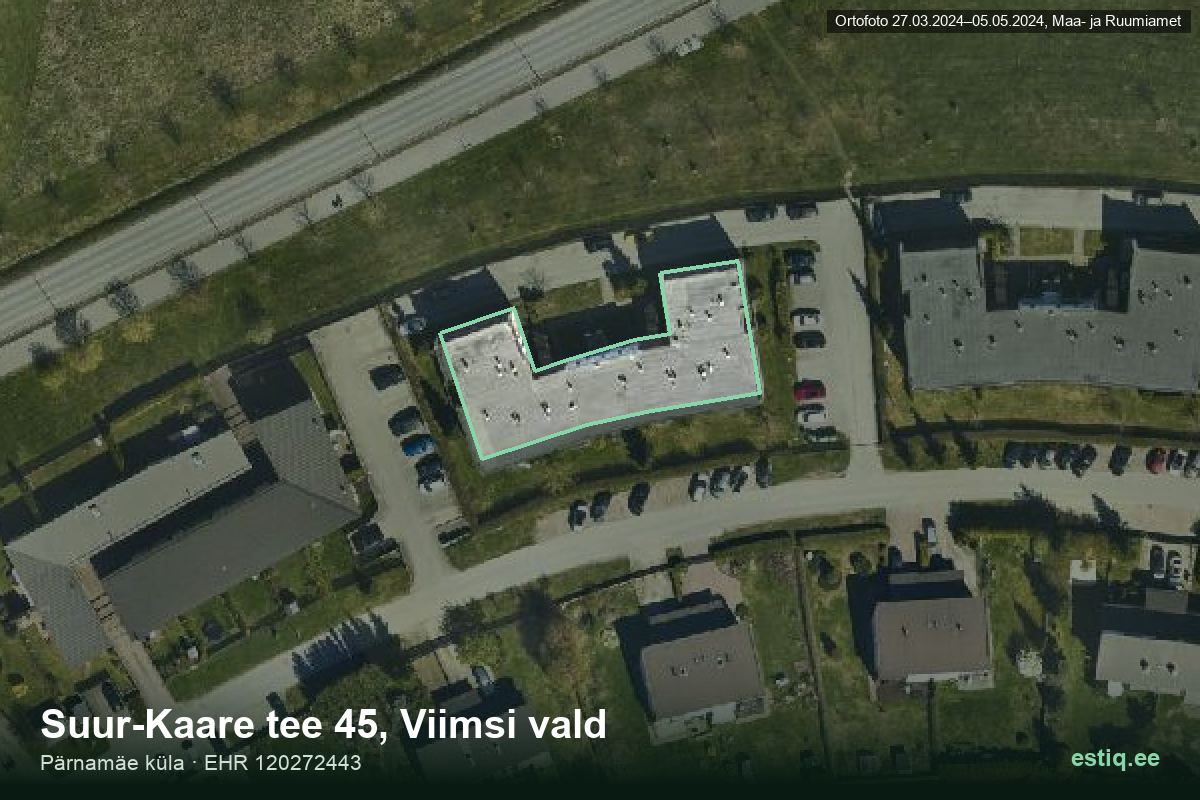 Suur-Kaare tee 45, Viimsi – hoone aerofoto, kontuur ehitisregistri (EHR) andmetest