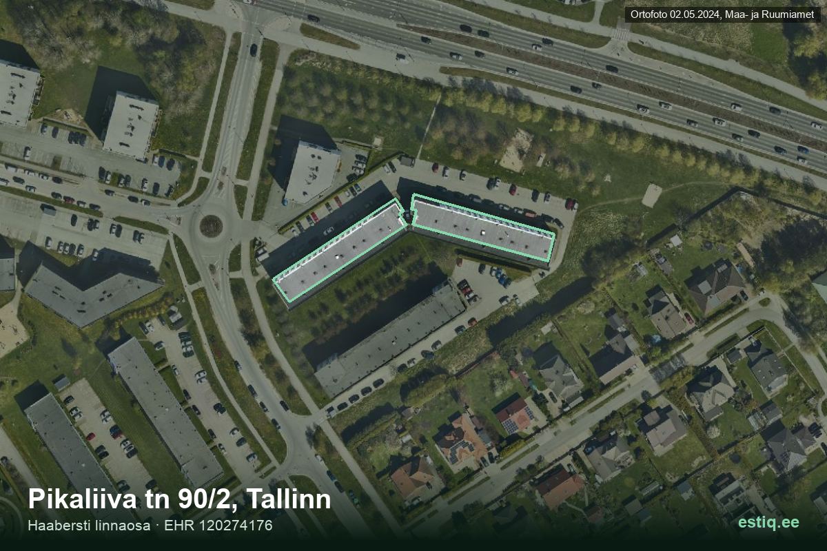 Pikaliiva tänav 90/1, Tallinn – аэрофото дома, контур по данным регистра строений (EHR)