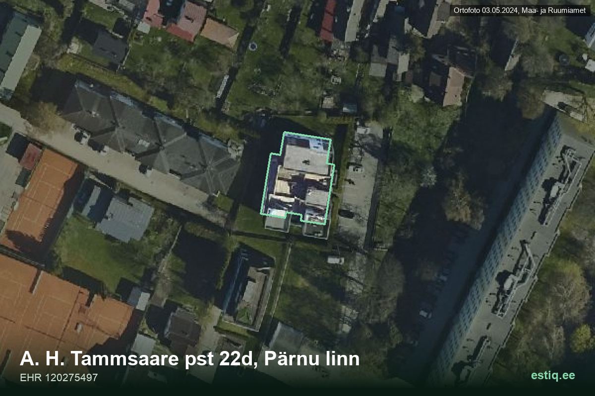 Tammsaare pst 22d, Pärnu – hoone aerofoto, kontuur ehitisregistri (EHR) andmetest