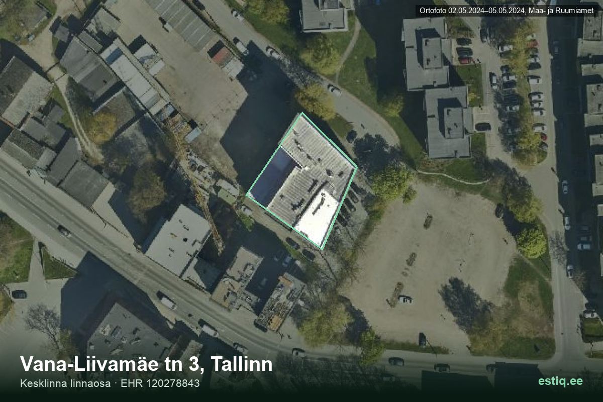Vana-Liivamäe tänav 3, Tallinn – hoone aerofoto, kontuur ehitisregistri (EHR) andmetest