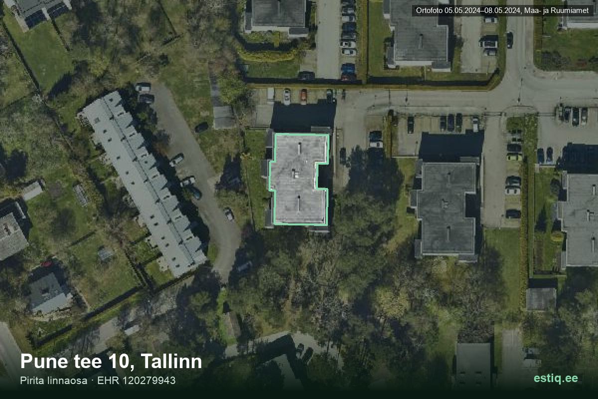 Pune tee 10, Tallinn – aerial photo of the building, outline from the Building Register (EHR)
