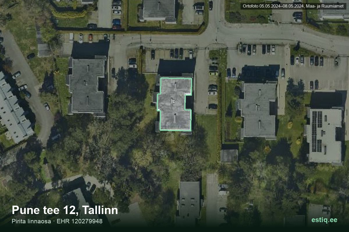 Pune tee 12, Tallinn – ilmakuva rakennuksesta, ääriviiva rakennusrekisteristä (EHR)