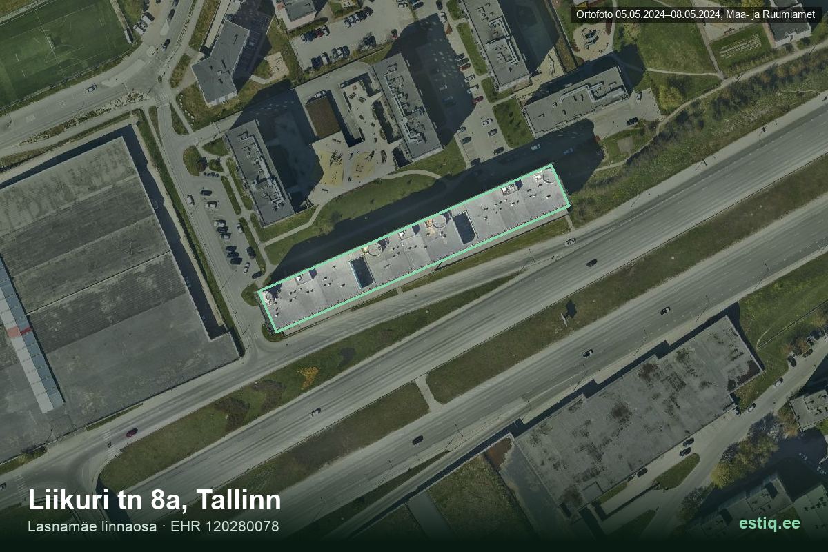 Liikuri tänav 8a, Tallinn – hoone aerofoto, kontuur ehitisregistri (EHR) andmetest