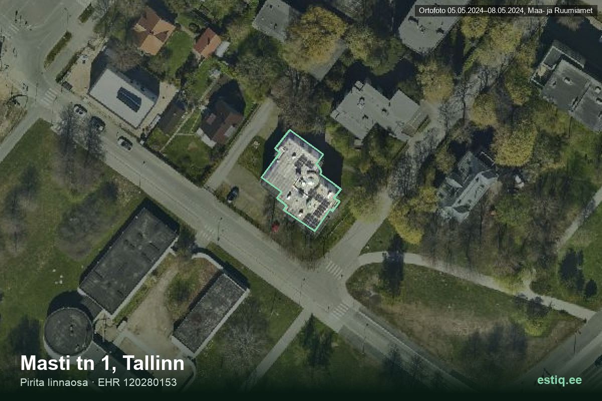 Masti tänav 1, Tallinn – hoone aerofoto, kontuur ehitisregistri (EHR) andmetest
