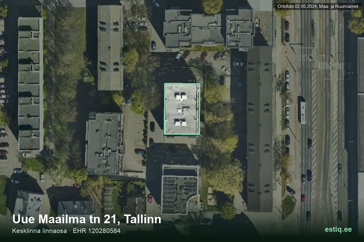 Uue Maailma tänav 21, Tallinn – aerial photo of the building, outline from the Building Register (EHR)