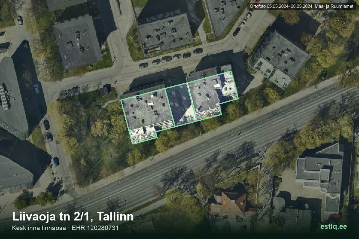 Liivaoja tänav 2/1, Tallinn – hoone aerofoto, kontuur ehitisregistri (EHR) andmetest