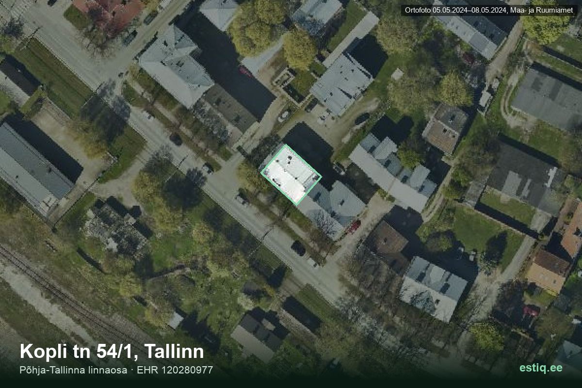 Kopli tänav 54/1, Tallinn – hoone aerofoto, kontuur ehitisregistri (EHR) andmetest