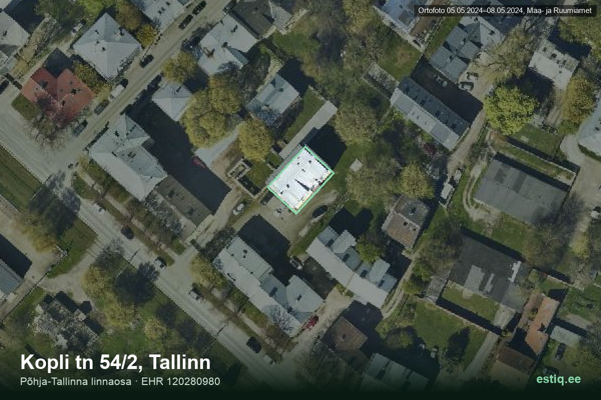 Kopli tänav 54/2, Tallinn – hoone aerofoto, kontuur ehitisregistri (EHR) andmetest