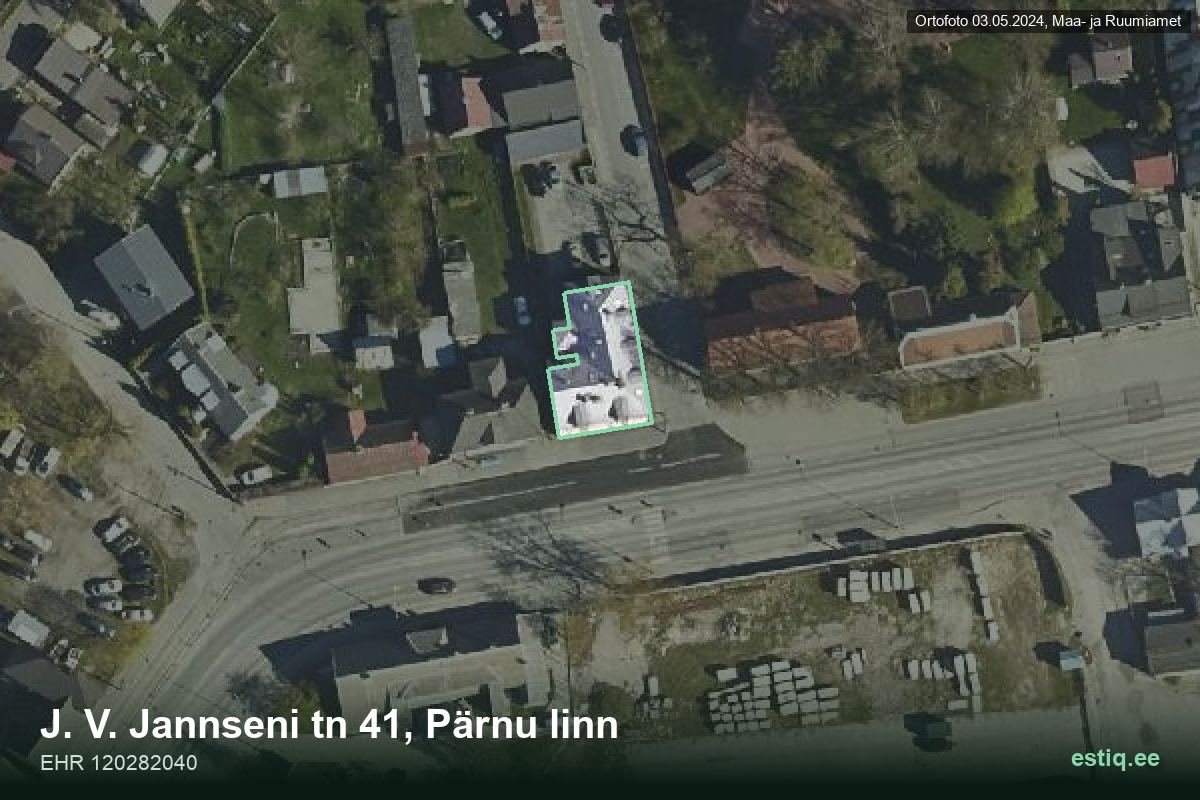 J. V. Jannseni tänav 41, Pärnu – hoone aerofoto, kontuur ehitisregistri (EHR) andmetest