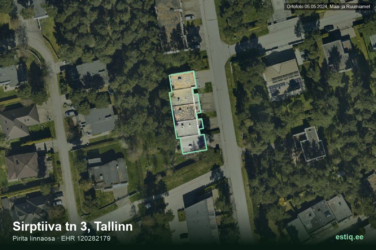 Sirptiiva tänav 3, Tallinn – ilmakuva rakennuksesta, ääriviiva rakennusrekisteristä (EHR)